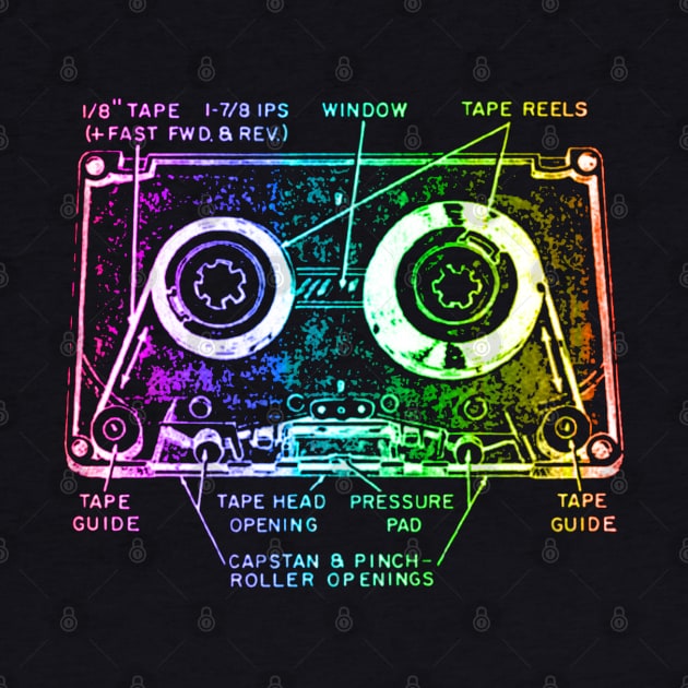 Rainbow Cassette Tape Diagram by robotface